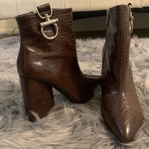 Faux snakeskin boots